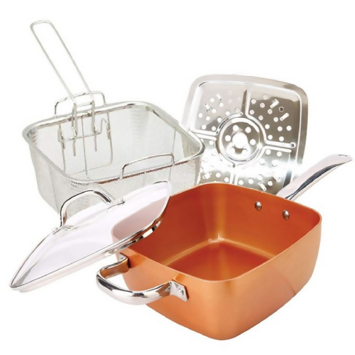 Prima Grill Pan Copper Ceramic Chip Pan 24 X 24 X 9.5cm